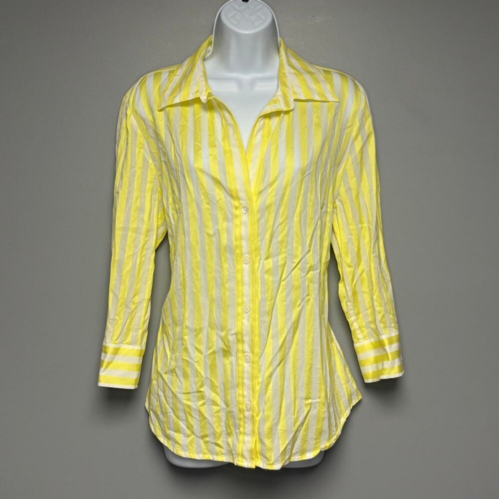 LOT OF 2 VTG Banana Republic Y2K Preppy Career Button-Up Light Yellow Tops Sz XL